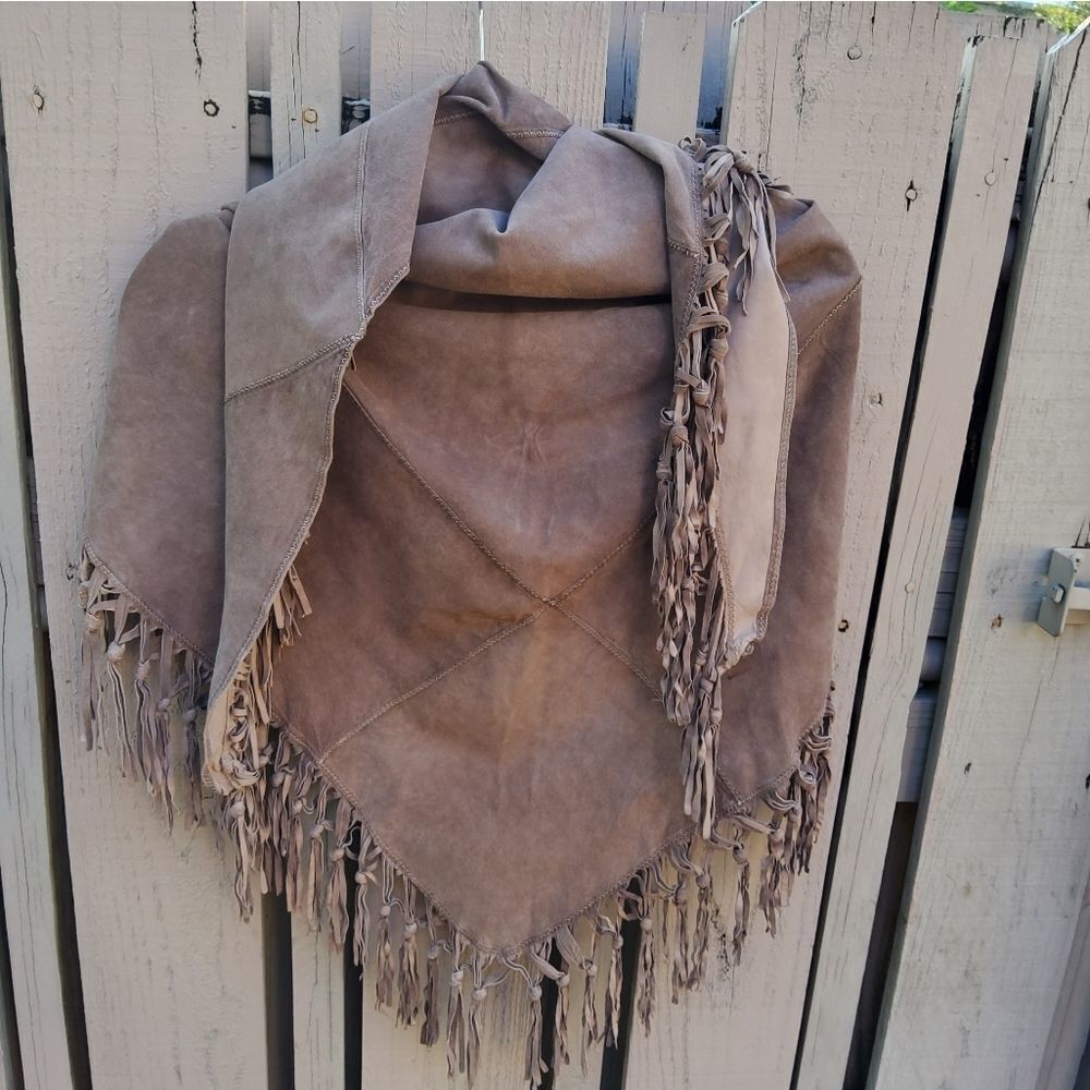 Boho Gipsy South - Western Neckerchief Shawl Suede Patchwork Vera Pelle